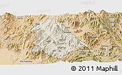 Shaded Relief Panoramic Map of Asmat, satellite outside