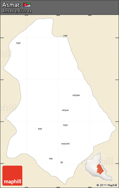 Classic Style Simple Map of Asmat, single color outside