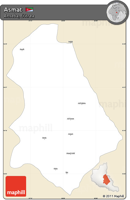 Classic Style Simple Map of Asmat, single color outside