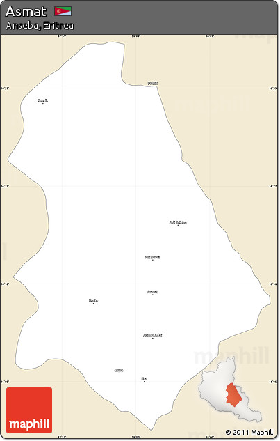 Classic Style Simple Map of Asmat, single color outside