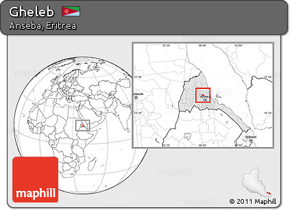Blank Location Map of Gheleb, highlighted country