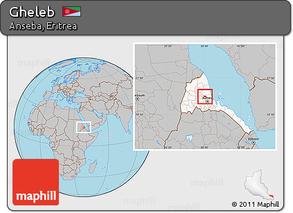 Gray Location Map of Gheleb, highlighted country