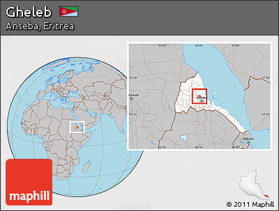 Gray Location Map of Gheleb, highlighted country