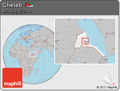 Gray Location Map of Gheleb, highlighted country