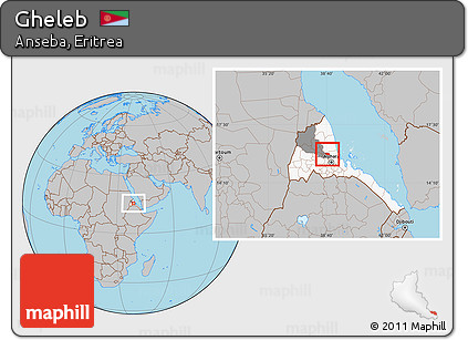 Gray Location Map of Gheleb, highlighted country, highlighted parent region