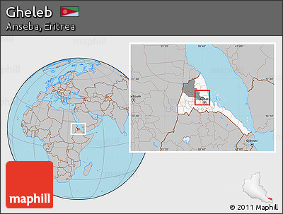 Gray Location Map of Gheleb, highlighted country, highlighted parent region