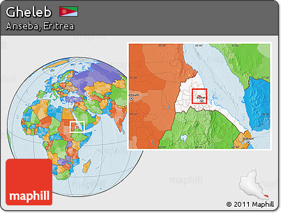 Political Location Map of Gheleb, highlighted country