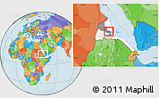 Political Location Map of Gheleb, highlighted country, highlighted parent region, within the entire country