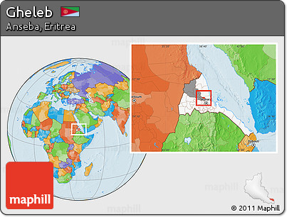 Political Location Map of Gheleb, highlighted country, highlighted parent region