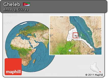 Satellite Location Map of Gheleb, highlighted country