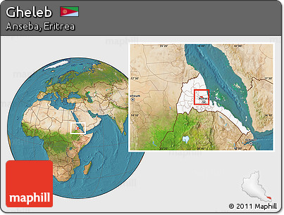 Satellite Location Map of Gheleb, highlighted country