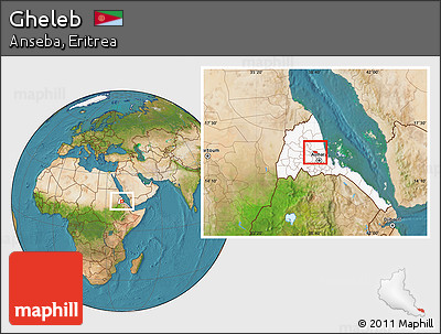 Satellite Location Map of Gheleb, highlighted country