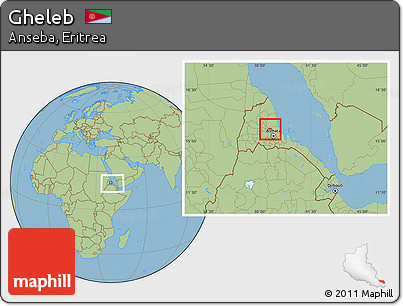 Savanna Style Location Map of Gheleb, within the entire country