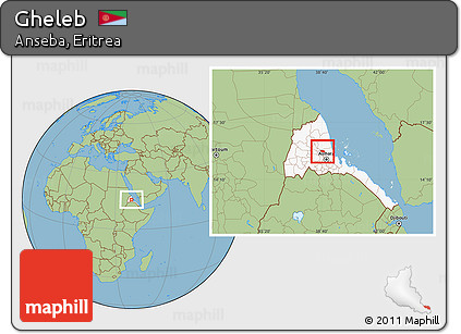 Savanna Style Location Map of Gheleb, highlighted country