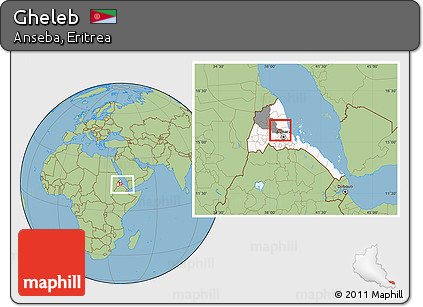 Savanna Style Location Map of Gheleb, highlighted country, highlighted parent region, within the entire country