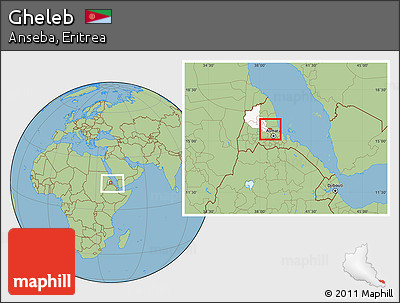 Savanna Style Location Map of Gheleb, highlighted parent region, within the entire country