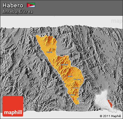 Political 3D Map of Habero, desaturated