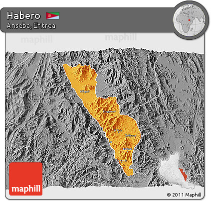 Political 3D Map of Habero, desaturated