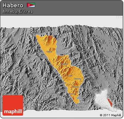 Political 3D Map of Habero, desaturated