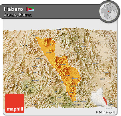 Political 3D Map of Habero, satellite outside