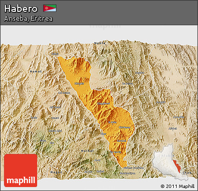 Political 3D Map of Habero, satellite outside