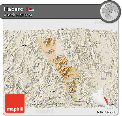 Satellite 3D Map of Habero, shaded relief outside