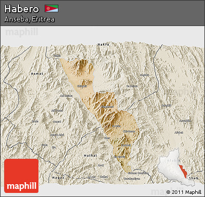 Satellite 3D Map of Habero, shaded relief outside