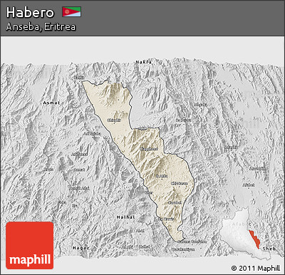 Shaded Relief 3D Map of Habero, desaturated