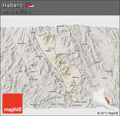 Shaded Relief 3D Map of Habero, semi-desaturated