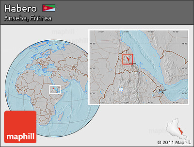 Gray Location Map of Habero, within the entire country, hill shading