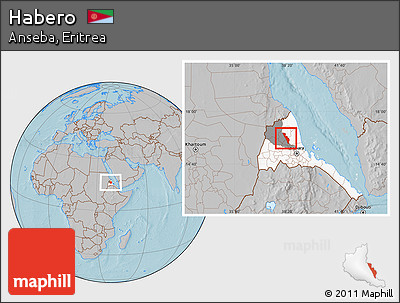 Gray Location Map of Habero, highlighted country, highlighted parent region, hill shading