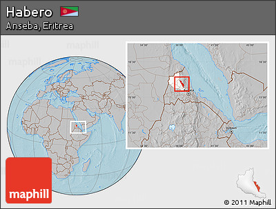 Gray Location Map of Habero, highlighted parent region, within the entire country, hill shading