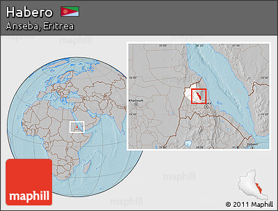 Gray Location Map of Habero, highlighted parent region, hill shading