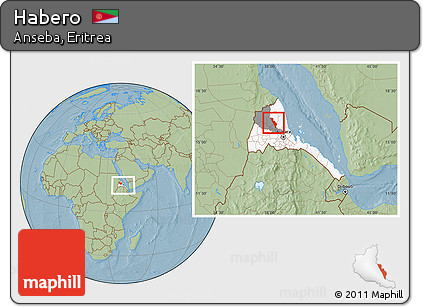 Savanna Style Location Map of Habero, highlighted country, highlighted parent region, within the entire country, hill shading