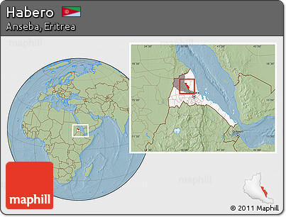Savanna Style Location Map of Habero, highlighted country, highlighted parent region, within the entire country, hill shading