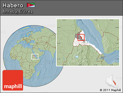 Savanna Style Location Map of Habero, highlighted country, highlighted parent region, within the entire country, hill shading