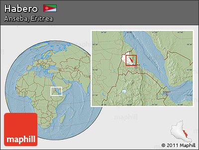 Savanna Style Location Map of Habero, highlighted parent region, within the entire country, hill shading