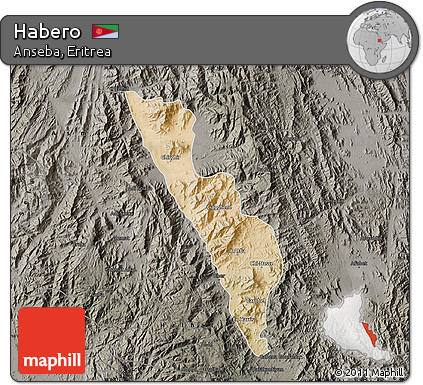 Satellite Map of Habero, darken, semi-desaturated