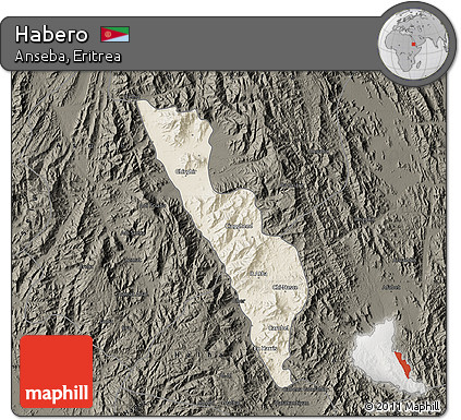 Shaded Relief Map of Habero, darken