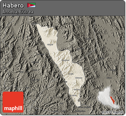 Shaded Relief Map of Habero, darken