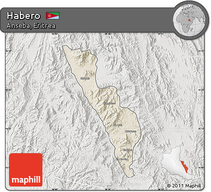Shaded Relief Map of Habero, lighten, semi-desaturated