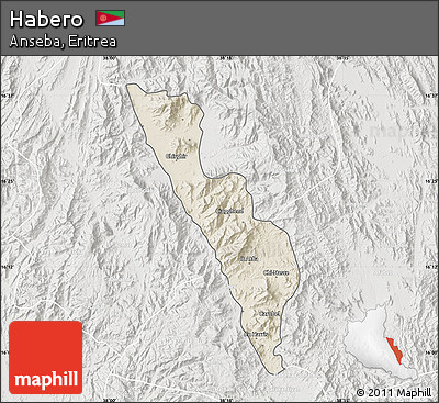 Shaded Relief Map of Habero, lighten, semi-desaturated