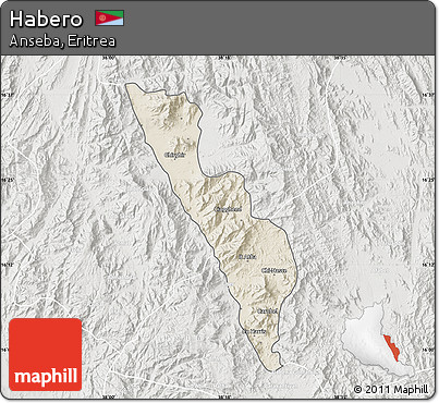 Shaded Relief Map of Habero, lighten, semi-desaturated