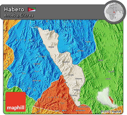 Shaded Relief Map of Habero, political outside