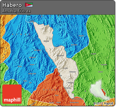 Shaded Relief Map of Habero, political outside