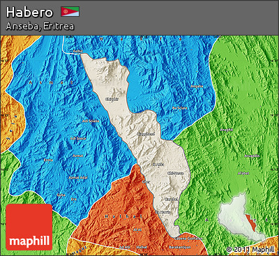 Shaded Relief Map of Habero, political outside