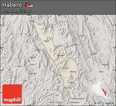Shaded Relief Map of Habero, semi-desaturated