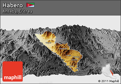 Physical Panoramic Map of Habero, darken, desaturated