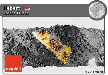 Physical Panoramic Map of Habero, darken, desaturated