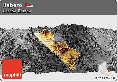 Physical Panoramic Map of Habero, darken, desaturated